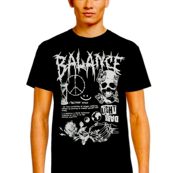 Black Balance Skull Graphic Tee - Picture 2 of 3